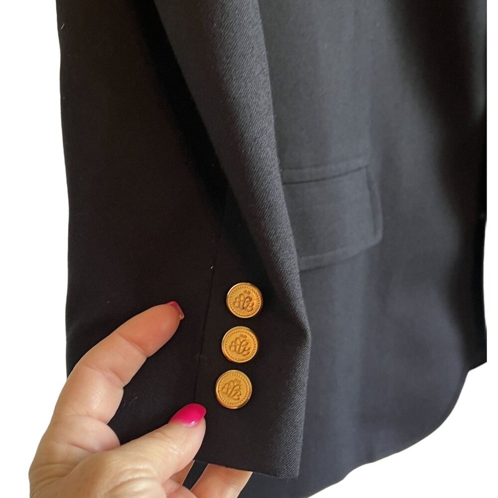 Brooks Brothers Brooksease Mens Wool Blazer Jacket 45 RG Navy Gold Button - Picture 7 of 8